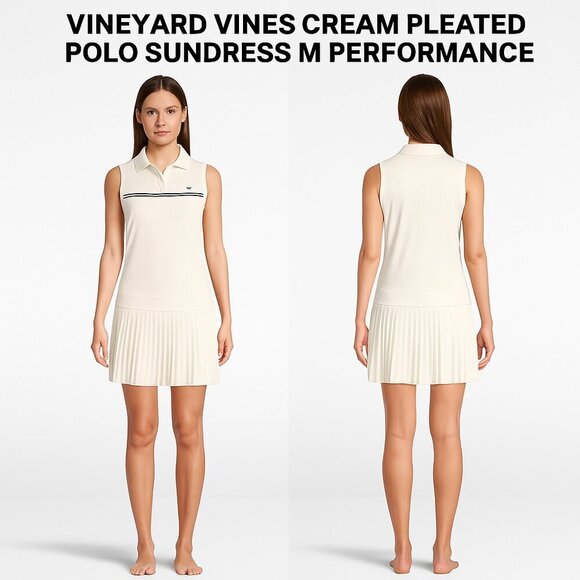 Vineyard Vines Dresses & Skirts - Vineyard Vines Cream Pleated Polo Sundress M Performance